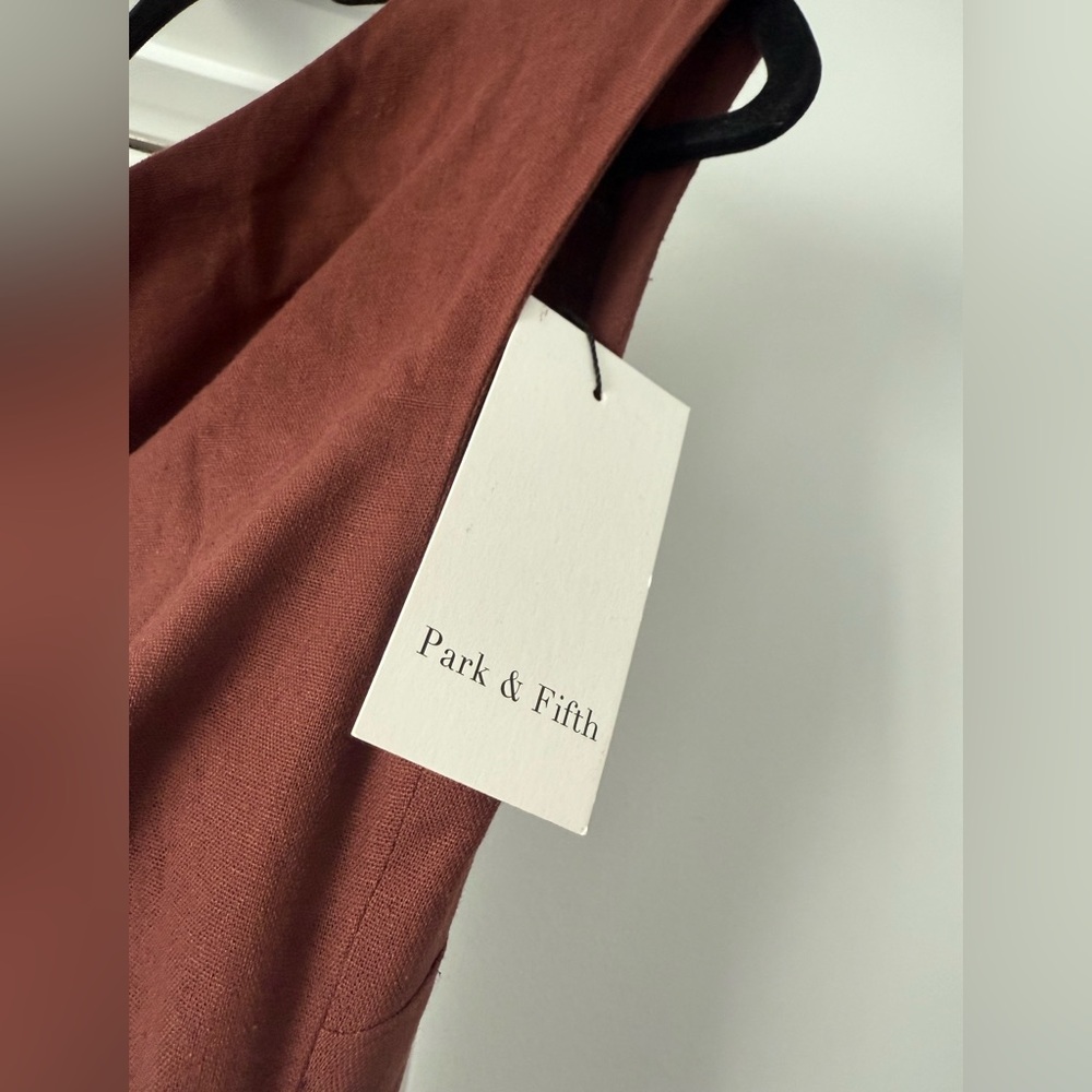 NWT Park & Fifth Linen Blend Brown Asymmetrical Midi Dress - Picture 6 of 15